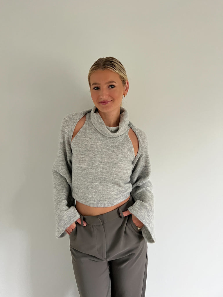 Blonde Palm - Elle Sweater Set - Grey turtleneck with matching bolero 